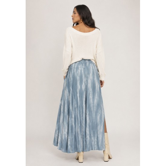 Saia Longa Viscose Tie Dye Blue