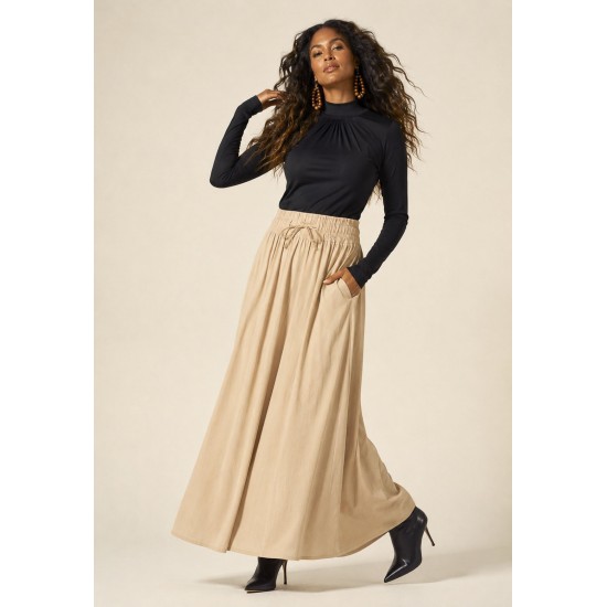 Saia Longa Viscose Bege