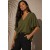 Blusa Gola V Manga Curta Verde Petroleo