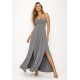 Vestido Longo Jambo Malha Aberturas Mescla