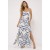 Vestido Longo Jambo Malha Aberturas Estampa Bambu Azul