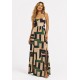 Vestido Longo Jambo Malha Aberturas Estampa Chapada de Areia
