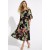 Vestido Midi Viscose Ciganinha com Lapela Estampa Noite Botânica