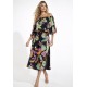 Vestido Midi Viscose Ciganinha com Lapela Estampa Noite Botânica