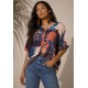 Blusa Gola V Manga Curta Estampa Urban Jungle