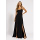 Vestido Longo Jambo Malha Aberturas Preto