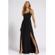 Vestido Longo Jambo Malha Aberturas Preto