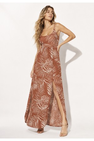 Vestido Longo Jambo Malha Aberturas Palmas da Terra