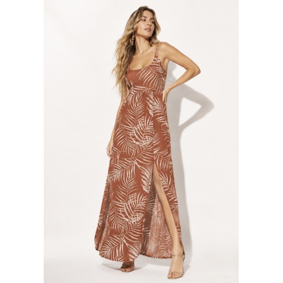 Vestido Longo Jambo Malha Aberturas Palmas da Terra