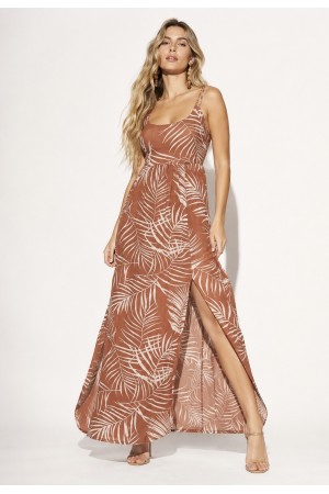 Vestido Longo Jambo Malha Aberturas Palmas da Terra