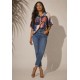 Blusa Gola V Manga Curta Estampa Urban Jungle
