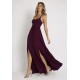 Vestido Longo Jambo Malha Aberturas Bordô