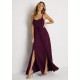 Vestido Longo Jambo Malha Aberturas Bordô