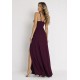 Vestido Longo Jambo Malha Aberturas Bordô