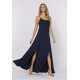 Vestido Longo Jambo Malha Aberturas Azul