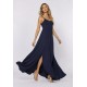 Vestido Longo Jambo Malha Aberturas Azul