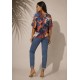 Blusa Gola V Manga Curta Estampa Urban Jungle