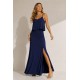 Vestido Longo Amana Malha Aberturas Azul Marinho
