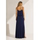 Vestido Longo Amana Malha Aberturas Azul Marinho