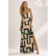 Vestido Longo Amana Malha Aberturas Estampa Chapada de Areia