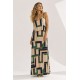 Vestido Longo Amana Malha Aberturas Estampa Chapada de Areia