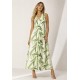 Vestido Longo Acará Malha Estampa Verde Selvagem