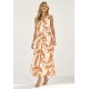 Vestido Longo Acará Malha Estampa Selvagem Laranja