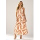 Vestido Longo Acará Malha Estampa Selvagem Laranja