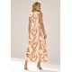 Vestido Longo Acará Malha Estampa Selvagem Laranja