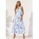 Vestido Longo Acará Malha Estampa Selvagem Blue