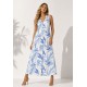 Vestido Longo Acará Malha Estampa Selvagem Blue