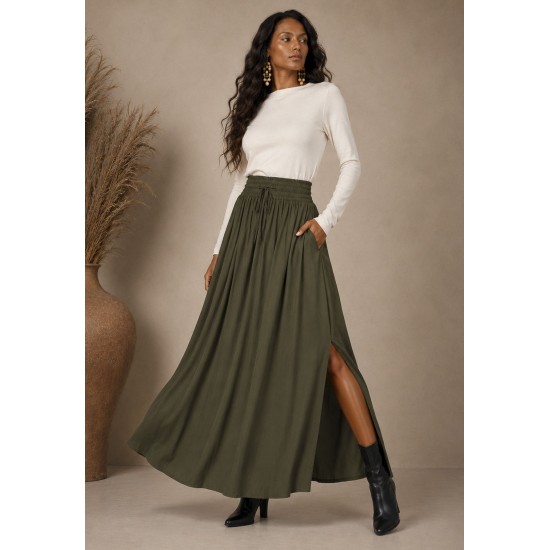 Saia Longa Viscose Verde