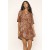 Vestido Curto Malha Manga Curta Estampa Palmas Terra