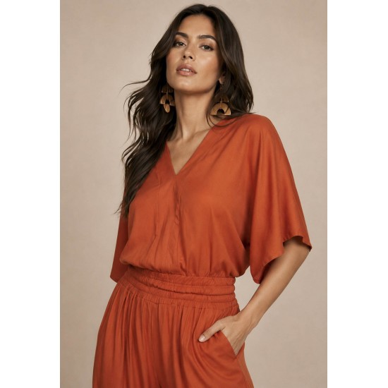 Blusa Gola V Manga Curta Laranja