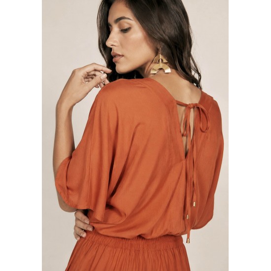 Blusa Gola V Manga Curta Laranja