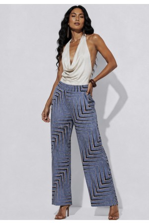 Calça Pantalona Granja Malha Estampa Murici