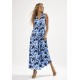 Vestido Longo Acará Malha Estampa Caminhos de Azul