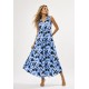 Vestido Longo Acará Malha Estampa Caminhos de Azul