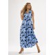 Vestido Longo Acará Malha Estampa Caminhos de Azul