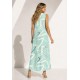 Vestido Longo Acará Malha Estampa Aqua Flora