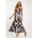 Vestido Longo Acará Malha Estampa Santa Rosa do Tocantins