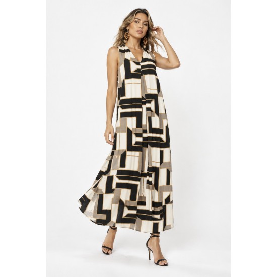 Vestido Longo Acará Malha Estampa Igaci