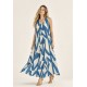 Vestido Longo Acará Malha Estampa Geométrico Blue