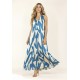 Vestido Longo Acará Malha Estampa Geométrico Blue