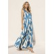 Vestido Longo Acará Malha Estampa Geométrico Blue