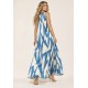 Vestido Longo Acará Malha Estampa Geométrico Blue