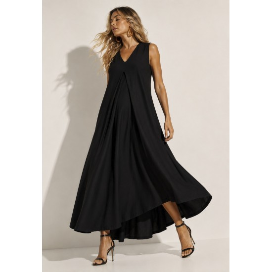 Vestido Longo Acará Malha Preto