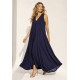 Vestido Longo Acará Malha Azul Marinho