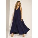 Vestido Longo Acará Malha Azul Marinho