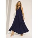 Vestido Longo Acará Malha Azul Marinho